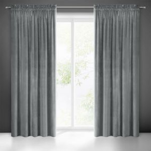 Dekorative, graue Vorhänge zum Wohnzimmer aus Velvet, Samt SAMANTA 140x270 cm Kräuselband Tunneldurc