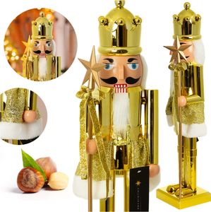 Weihnachts Figur Nussknacker Weihnachten 60 Cm Deko-Figur Gold Mütze Mit Bommel