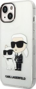 Karl Lagerfeld IML Glitter Karl and Choupette NFT Case pro iPhone 13 Transparentní kryt na mobilní telefon Ochranné pouzdro