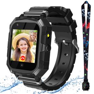 (Black) T32 4G Smartwatch pro děti, hodinky s telefonem, fotoaparátem, funkcí přijímání hovorů, krokoměrem, SOS, GPS Smartwatch