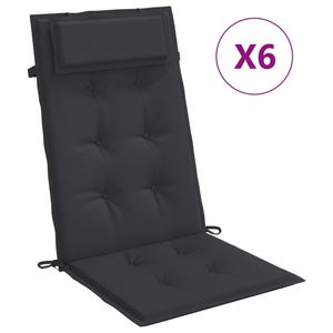 vidaXL Vankúše na vysoké stoličky 6 ks Čierna tkanina Oxford