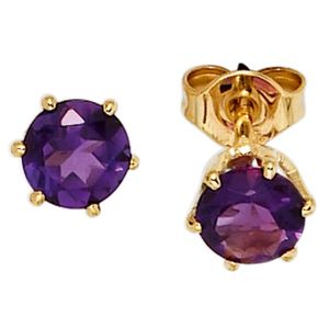 JOBO Ohrstecker 585 Gold Gelbgold 2 Amethyste violett Ohrringe