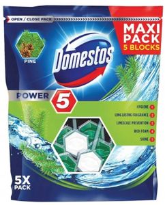 Domestos, Power 5, Toilettensteine, Maxi-Pack, 5x 55g