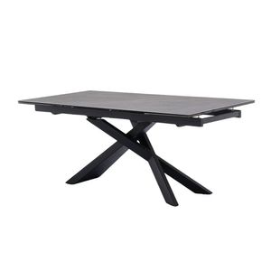 Rozkládací jídelní stůl BENIO, tmavě šedý, 180/260x90x76 cm, keramická a skleněná deska, kovové nohy, max. nosnost 50 kg