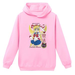 Sailor Moon Kapuzenpullover Hoodie für Mädchen, Pulli Kapuzenshirt, Rosa, Größe: 150