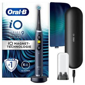 Oral-B iO 9 Special Edition Elektrische Zahnbürste, Lade-Reiseetui, black onyx