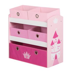 roba Spielregal 'Krone', Spielzeug- & Aufbewahrungs-Regal,  inkl. 5 Stoffboxen rosa / pink