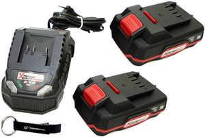 Zestaw HEADNMORE® - zestaw akumulatorów Parkside® 20V 2x akumulator 2 Ah PAP20 B1 + ładowarka PLG20 C1 + brelok HEADNMORE®