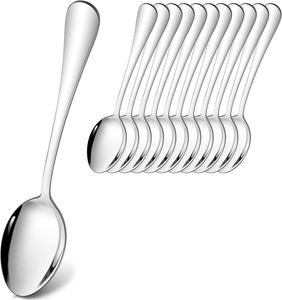 Tafellöffel 12er Set, Edelstahl Esslöffel Suppenlöffel Set, 20.8cm Groß Löffel Set, Modernes Menülöffel Set für Küche/Zuhause/Restaurant, 12, silber, Edelstahl