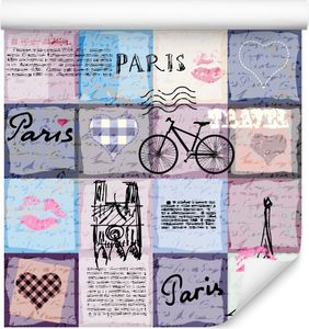10m VLIES TAPETE Rolle Paris Stadt Abstrakt Eiffelturm Fahrrad Herzen XXL