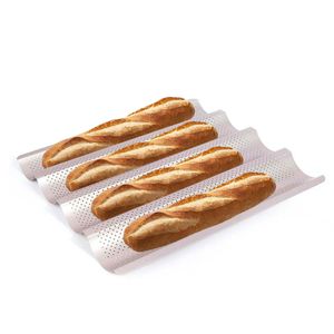 CANDeal Perforierte Baguette-Pfanne mit 4 Schlitzen, französische Baguette-Brotpfanne, Antihaft-Baguette-Pfanne zum Backen
