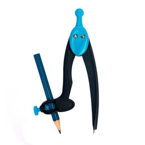 Zirkel mit Stifthalter und Bleistift Blau 360° Geometrie-Schulzirkel Malzirkel