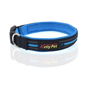 Hundehalsband reflektierend Nylon Mesh atmungsaktives Band Klickverschluss Größe M (Breite 2,5cm, Länge 42-47cm) Blau