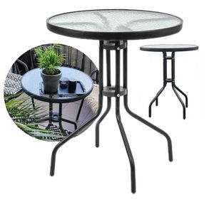 Gartentisch aus Glas rund schwarz 60 cm Jupiter