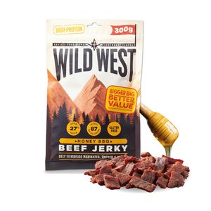 Wild West Beef Jerky Honey BBQ Jerk Protein Snack 300 Gr. Trockenfleisch