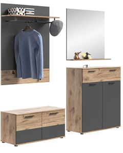 Mason Garderobenkombination 4-teilig Nox Oak / Grau