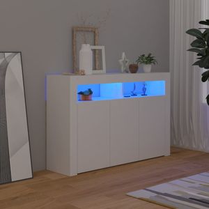 Ankonbej Sideboard mit LED-Leuchten Weiß 115,5x30x75 cm