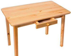 Esstisch mit Schublade Küchentisch Tisch Massiv Kiefer Speisetisch in versch. Größen (80x80, Kiefer Lackiert)