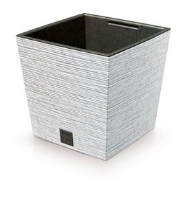 kvetináč 24cm FURU SQUARE LOW ECO WOOD DFS240W-S449W biely plastový PROSPERPLAST