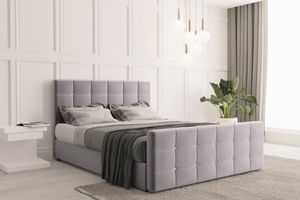 Skriňová posteľ s podnožou a matracom 120 cm x 200 cm, posteľ do spálne ROMA svetlosivá