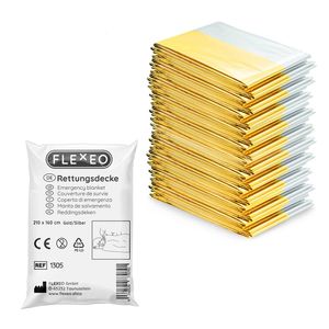 FLEXEO Rettungsdecke Gold/Silber 160 x 210 cm Notfalldecke Erste-Hilfe-Decke, 10 Stück