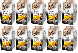 Sheba Fresh Fine Sachet – Nassfutter für Katzen in Sauce mit Huhn und Truthahn 60 Portionsbeutel 10 x (6 x 50 g)