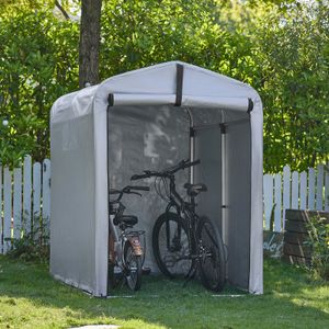 SoBuy SDA11-SIL Wetterfeste Abdeckplane für Fahrradgarage/Geräteschuppen – UV-Schutz Regenschutz Outdoor-Plane für Garten Silber 120x176x163cm