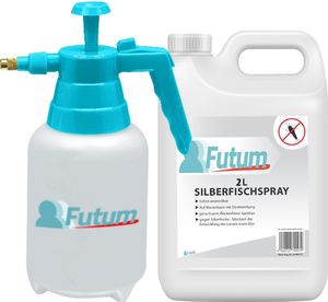 FUTUM 2L + Sprüher Silberfische Spray Mittel gegen Silberfischchen Köder Falle Silberfisch Abwehr