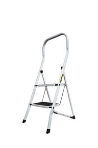 DRABEST Leiter PRO Serie Klappbare Stufenleiter Tritthocker 2 Stufen Stahlleiter Zusammenklappbar Belastbar bis 150 kg Anti-Rutsch Stufen