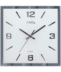 AMS Quarz-Wanduhr, Quarzwerk mit schleichender Sekunde, 27x27x4cm, 9324