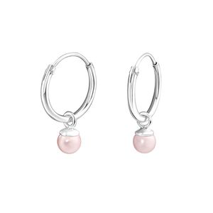 Creolen Perlen: Kleine Ohrringe Silber 925 Rosa