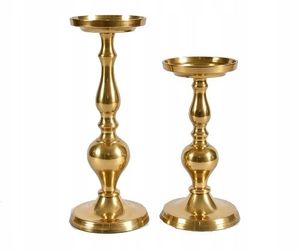 Kerzenständer Gold Rund, Stabkerzenhalter, 25cm, für eine Kerze, Gold, Alumium