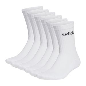 adidas Unisex Socken, 6er Pack - Linear Crew Cushioned, Logo, gepolstert, einfarbig  Weiß-43-45