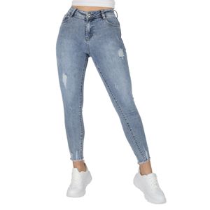 Giralin Damen Jeans Casual Skinny Fit Regular Waist Denim Hose 837230 Blau 42 / XL