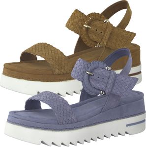MARCO TOZZI Damen Sandalen Keilabsatz Plateau 2-28744-36, Größe:40 EU, Farbe:Blau
