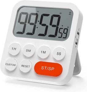 Digitaler Küchentimer Magnetisch Stoppuhr Timer mit Uhr, Magnet, 3-stufiger Lautstärke, LCD Anzeige für Kochen, Sport, Studieren