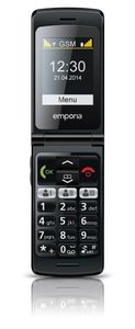 emporiaFLIPbasic Klappenhandy - Telefonieren, SMS, Notruf-Funktion, 3 Kurzwahltasten, Tischladestation - Farbe: Schwarz- F220_001_BL