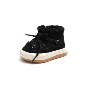 Mädchen Jungen Stiefeletten Schnüren Warme Schuhe Schneeschuhe  Winterstiefel Outdoor Schwarz,Größe:EU 25