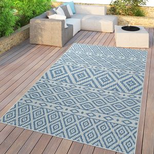 In- & Outdoor-Teppich, Für Balkon Und Terrasse Mit Skandi-Design, In Blau Größe 120x170 cm