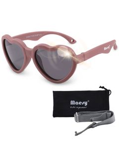 Maesy Baby Sonnenbrille 0-2 Jahre - Flexibel biegbar - Gummiband - Polarisierter UV400 Schutz - Jungen und Mädchen - Herz - Maes - Lila
