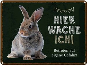 vianmo Blaszany znak 30x40 cm Kaninchen hier wache eigene Gefahr