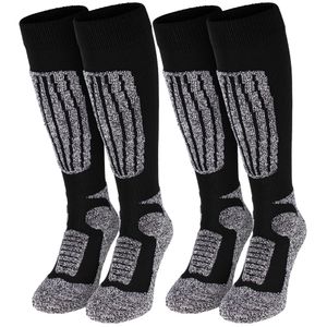 Black Snake® 2 Paar Sportsocken Socken für Herren und Damen Skisocken Snowboardsocken - 35/38 - Schwarz