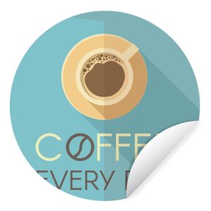 MuchoWow® Runde Wandtattoo - Wandsticker Tapete Aufkleber Kaffee jeden Tag - Zitate - Sprichwörter - Kaffee Ø 100 cm Selbstklebend und Repositionierbar - Wandaufkleber - Kreis - Tapetenkreis - Wandbild rund - Schlafzimmerdekoration - Wanddeko - runde Tapete - Kunst für zu Hause