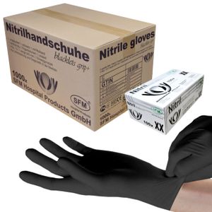 SFM ® BLACKLETS GRIP+ : L Nitrilhandschuhe puderfrei F-tex schwarz (1000)