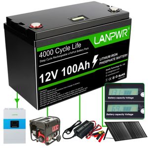 LANPWR 12V 100Ah LiFePO4 lítiová batéria, 1280Wh 4000+ cyklov, displej napájania, záložné napájanie, auto, člny, solárne, vlečný motor, vypnutá sieť