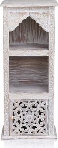 Marrakesch Boho Regal Badregal 30cm schmal 85cm hoch in Weiss | Bücherregal aus Holz Sakar als Wohnzimmer Deko oder Küchenregal in der Küche | kleines Holzregal stehend als Badezimmerregal Marrakesch Boho Regal Badregal 30cm schmal 85cm hoch in Weiss | Bücherregal aus Holz Sakar als Wohnzimmer Deko oder Küchenregal in der Küche | kleines Holzregal stehend als Badezimmerregal