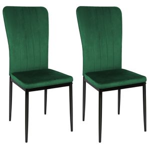 2er Set Esszimmerstühle Polsterstuhl Küchenstuhl Samt-Bezug Metallgestell Grün