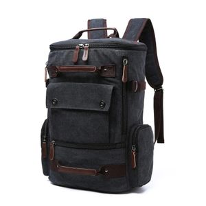 Premium Rucksack für Herren aus Canvas, Fach für Laptop und Notebook (Schwarz)