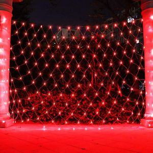 3X2M 200LEDs Lichternetz 8 Modi Wasserdicht Lichterkette für Innen Außen Weihnachten Hochzeit Party Garten Deko, Rot