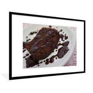 Poster mit Rahmen - Dessert - Schokolade - Torte - 90x60 cm - Poster mit zchwarzem Bilderrahmen